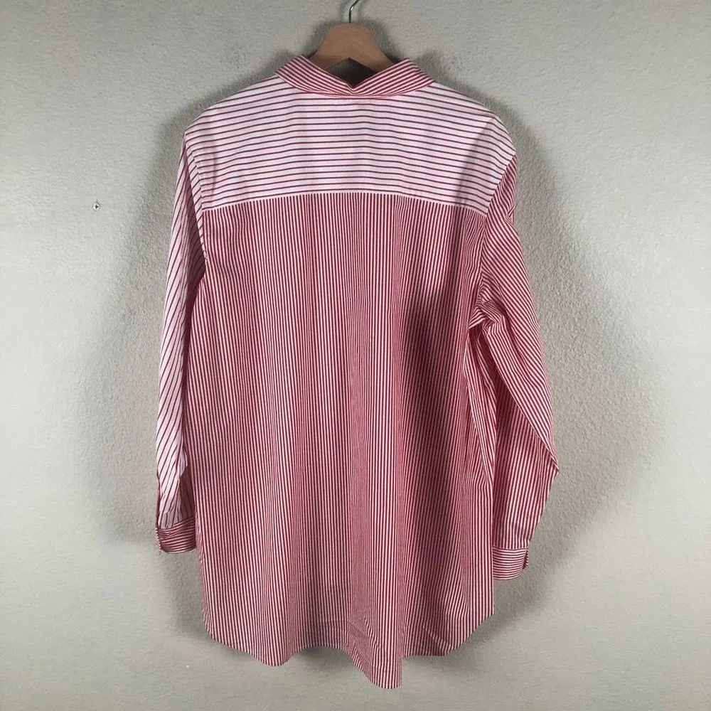CALVIN Klein Shirt Red White Striped Colorblock Collared Trendy Size 1X Large - Picture 2 of 13